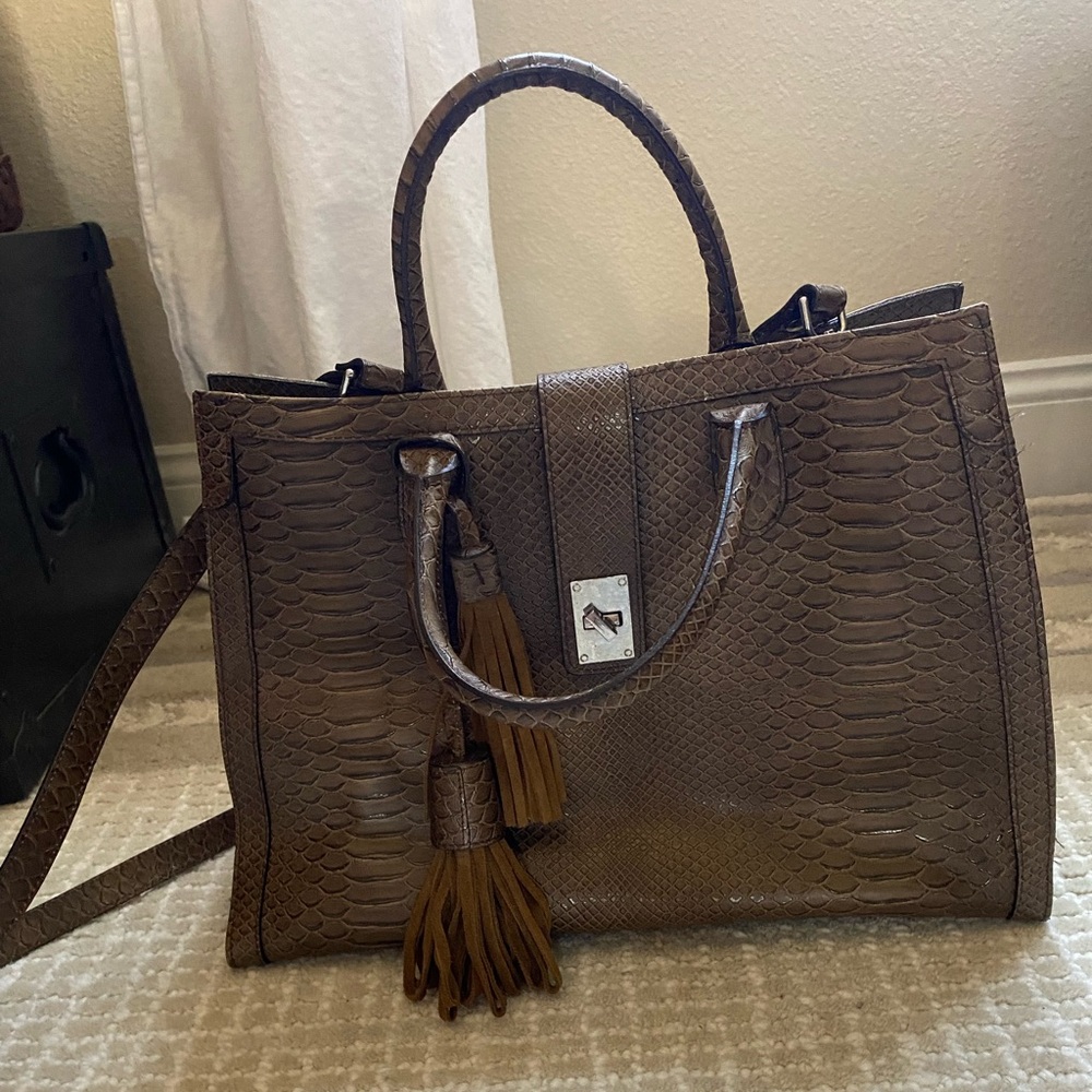 Claudia Firenze Large Brown Croc Handbag
